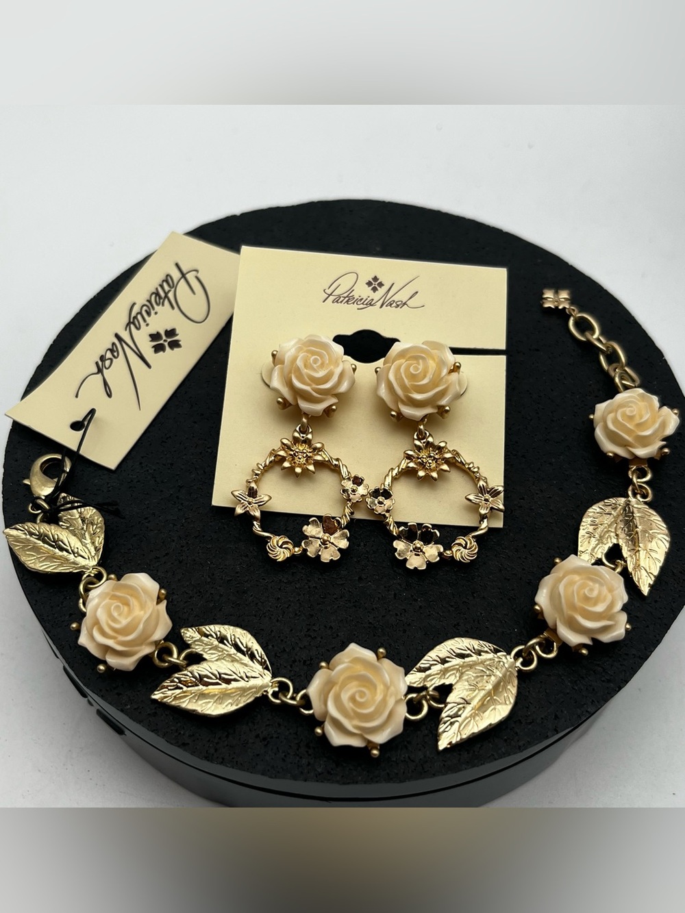 PATRICIA NASH Rose Garden Bracelet + Matching Door Knocker Earrings